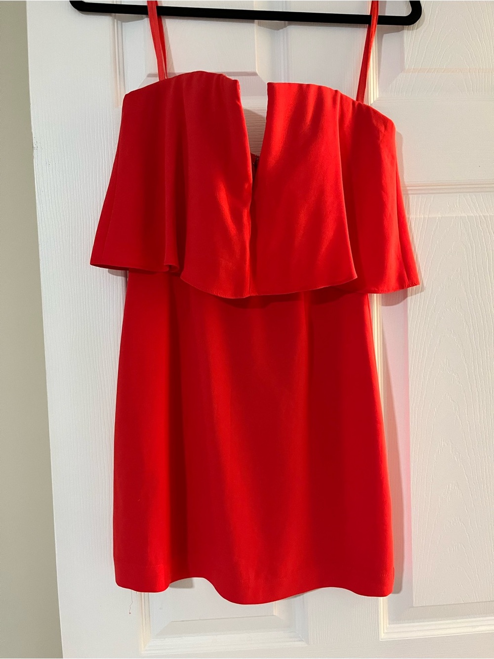 BCBGMaxAzria Red Ruffle Strap Mini Dress